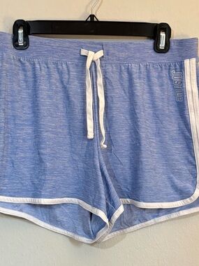 Justice Light Blue Heather Athletic Shorts with White Trim